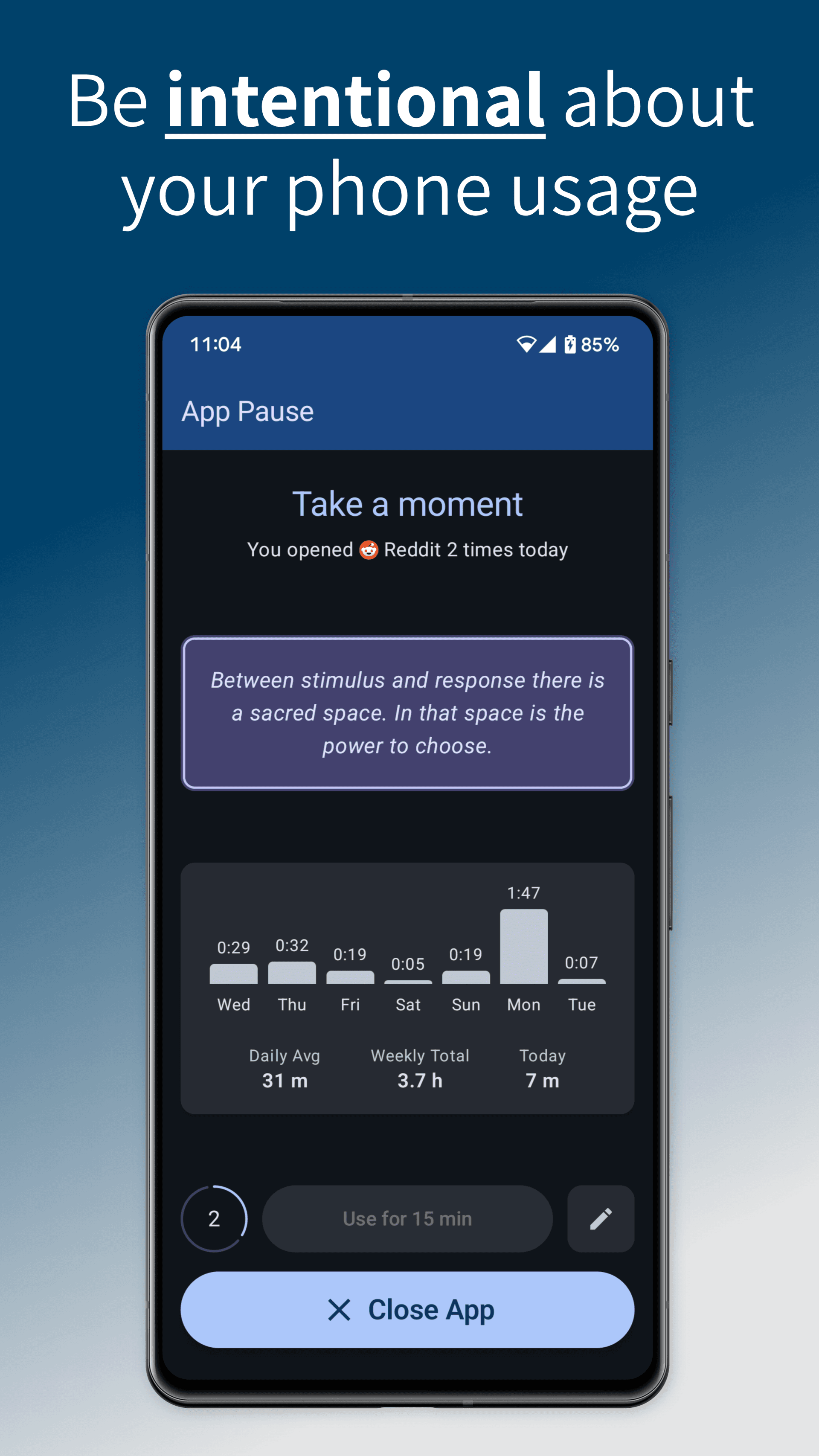 App Pause: Mindful Screen Time screenshot 1