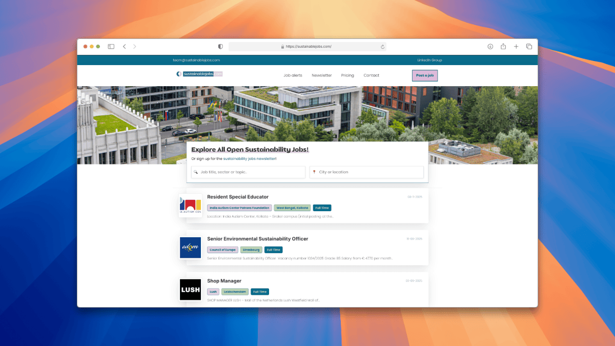 Sustainablejobs.com screenshot 1